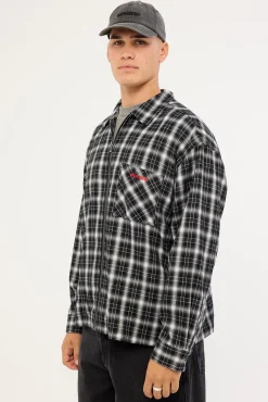Nova Check Oversized Long Sleeve Shirt Black/Grey Check