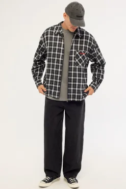 Nova Check Oversized Long Sleeve Shirt Black/Grey Check