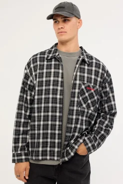 Nova Check Oversized Long Sleeve Shirt Black/Grey Check