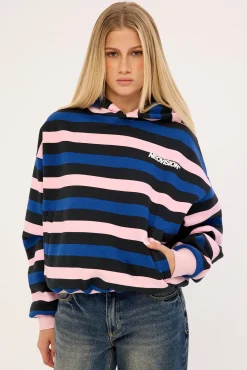 Nova Cropped Oversized Hoodie Black Stripe