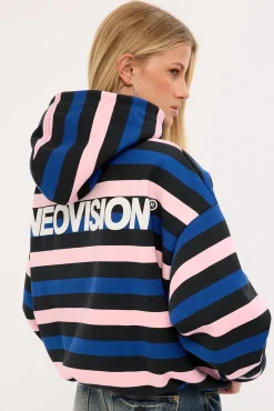 Nova Cropped Oversized Hoodie Black Stripe