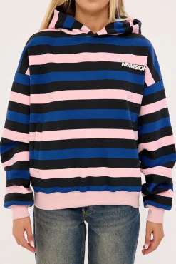Nova Cropped Oversized Hoodie Black Stripe