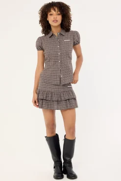 Nova Double Pleat Skort Brown