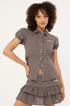 Nova Double Pleat Skort Brown