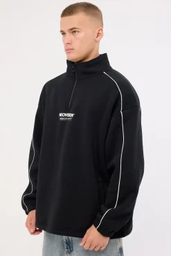 Nova Elastic Quarter Zip Crew Black