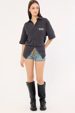 Nova Loopback Oversize Shirt Asphalt