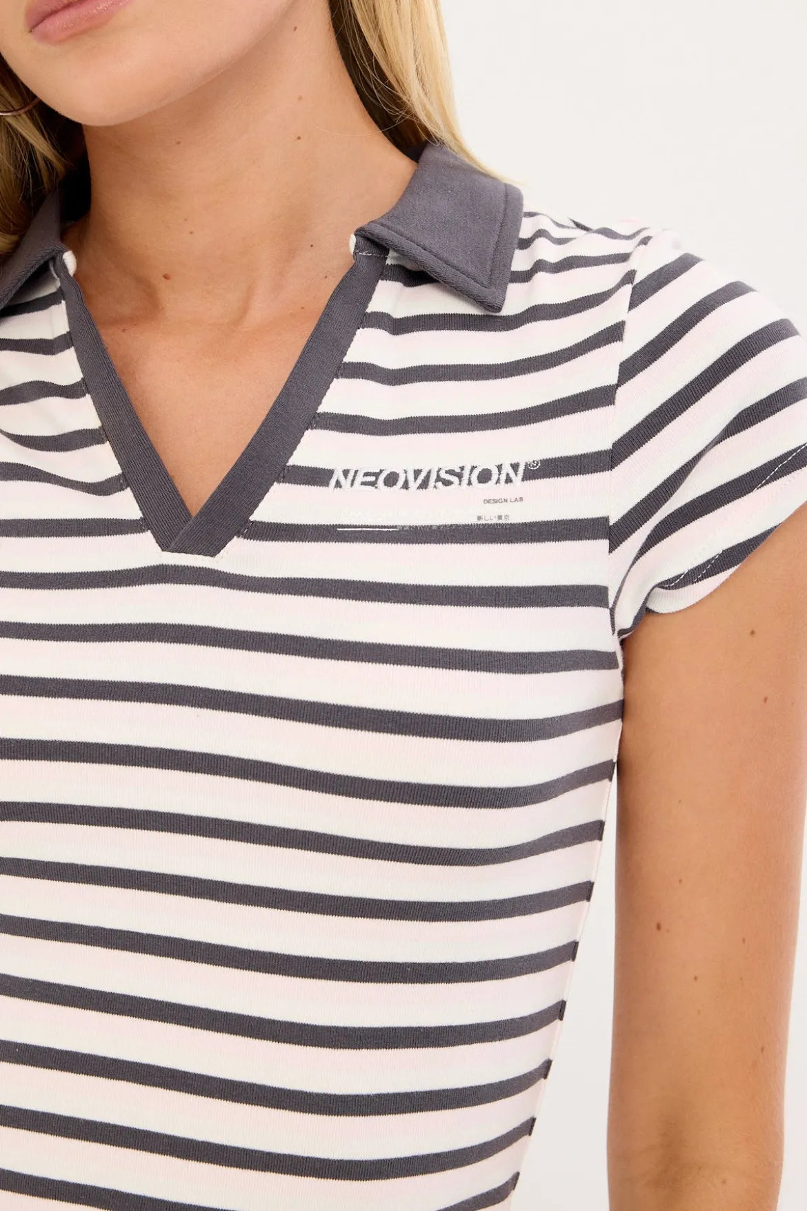 Nova Stripe Polo Tee Pink Stripe