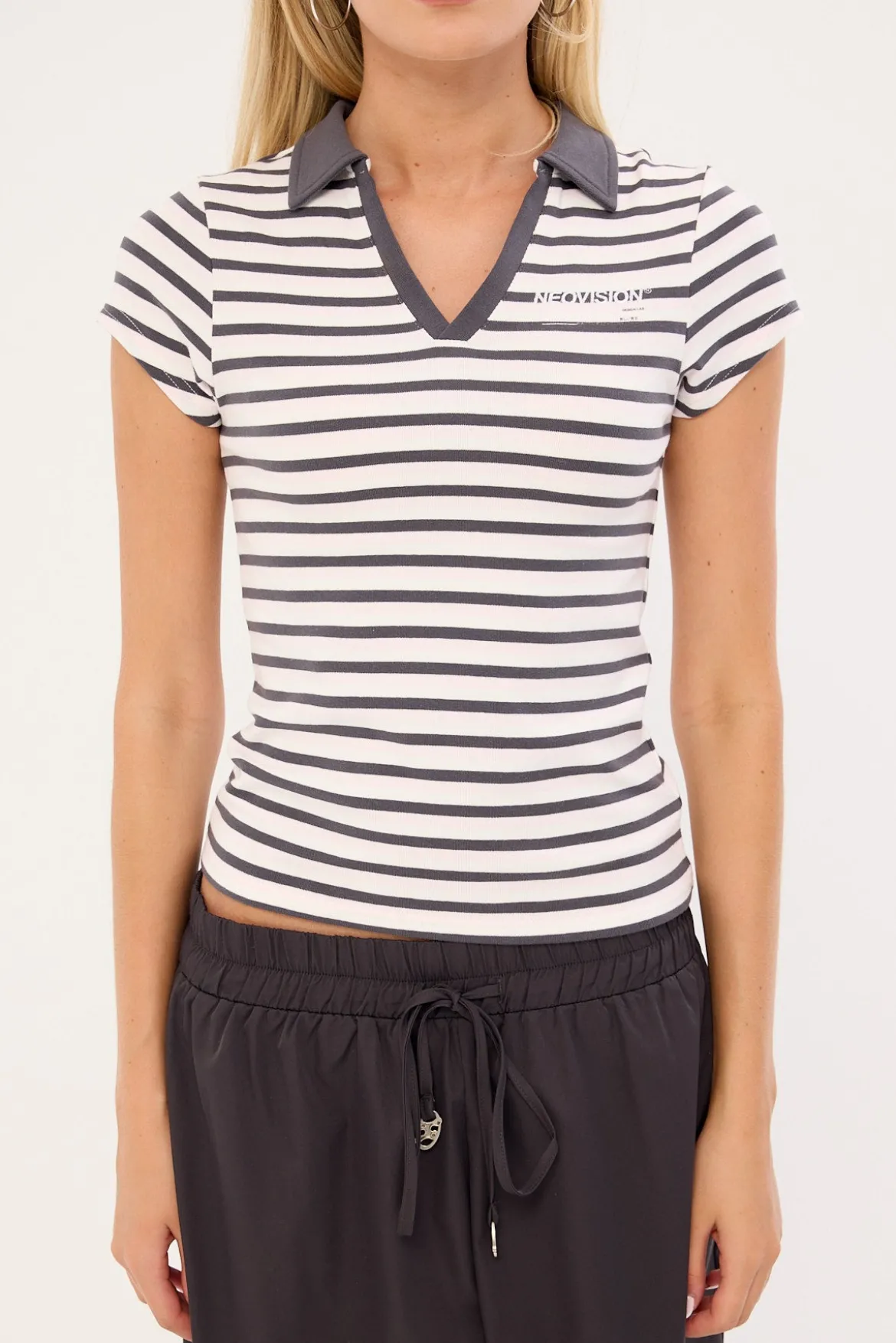 Nova Stripe Polo Tee Pink Stripe