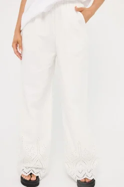 Novalee Broderie Straight Leg Pant White