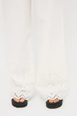 Novalee Broderie Straight Leg Pant White