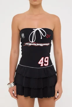 Nuance Strapless Ruffle Mini Dress Black