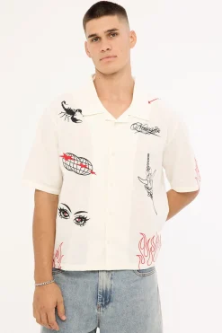 Oath Boxy Cropped Resort Shirt White