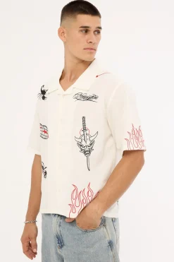 Oath Boxy Cropped Resort Shirt White