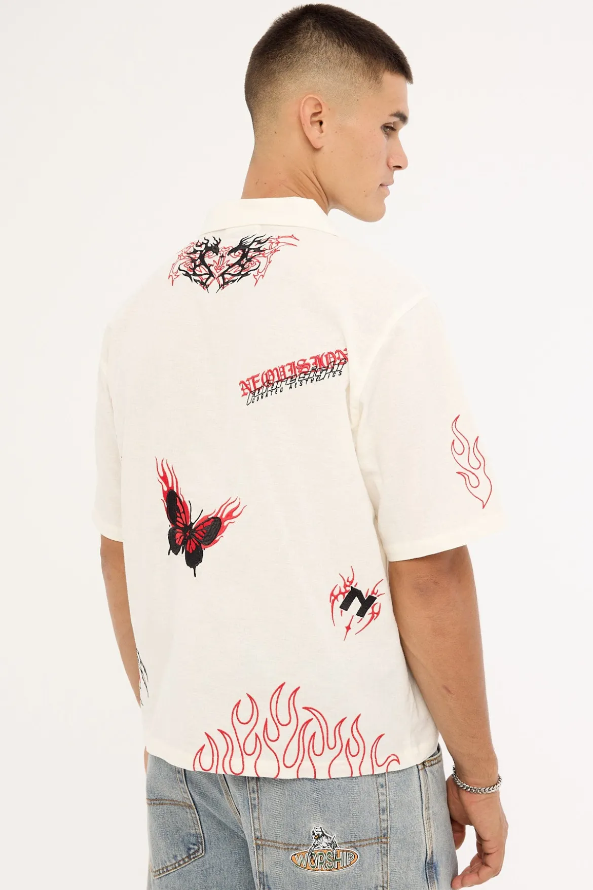 Oath Boxy Cropped Resort Shirt White
