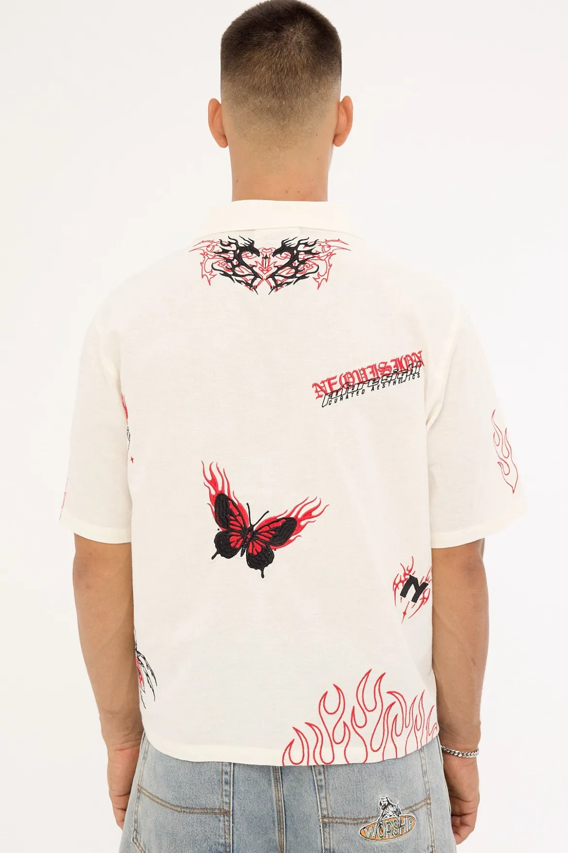 Oath Boxy Cropped Resort Shirt White