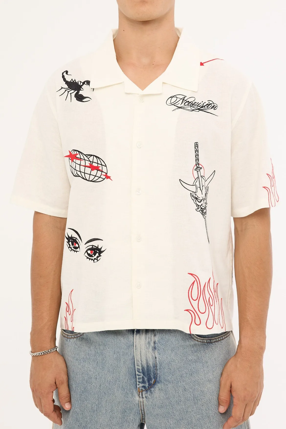 Oath Boxy Cropped Resort Shirt White