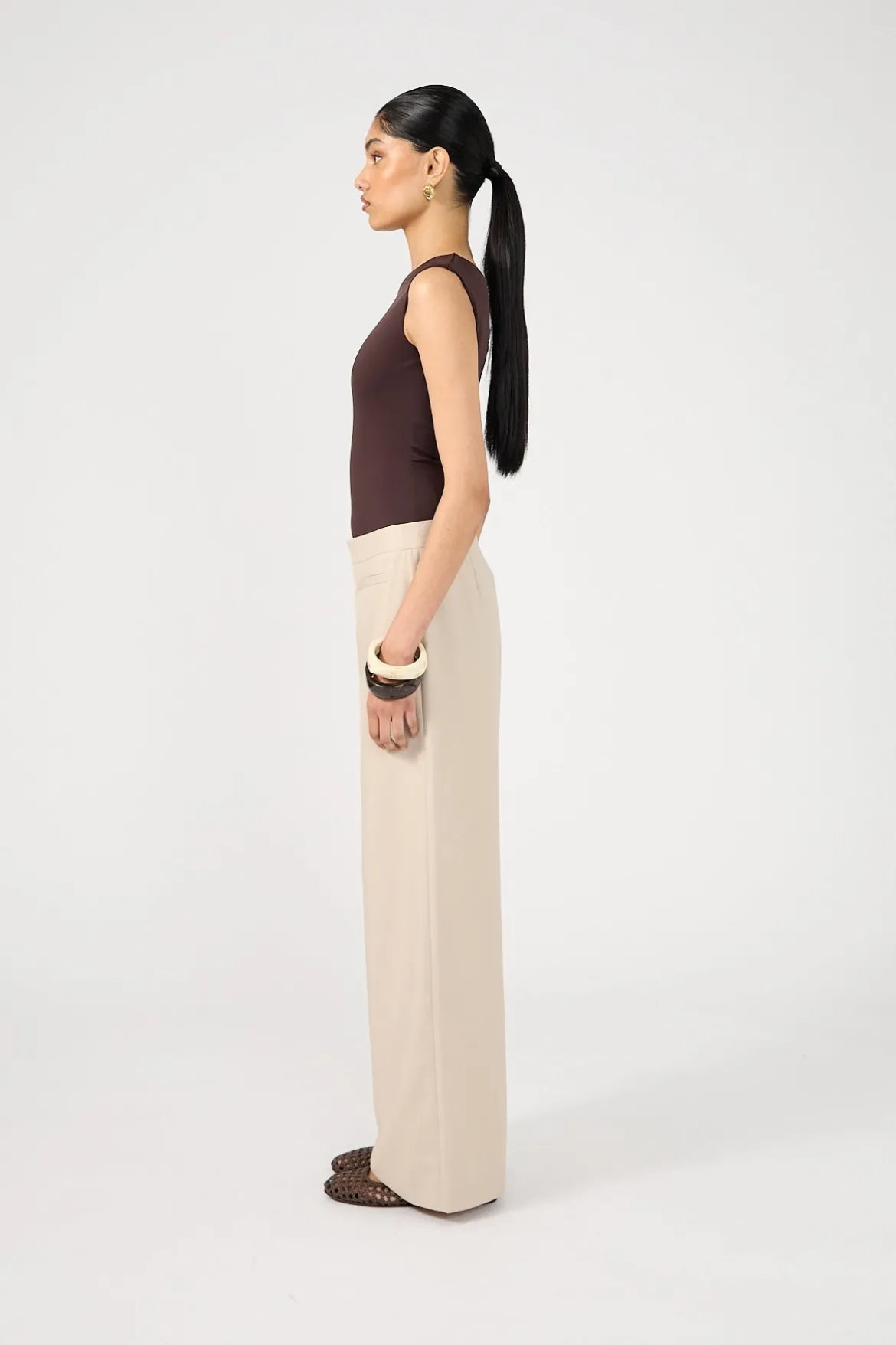 Odessa Mid Rise Pant Beige