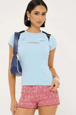 Offside Contrast Baby Tee Light Blue
