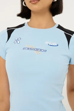 Offside Contrast Baby Tee Light Blue