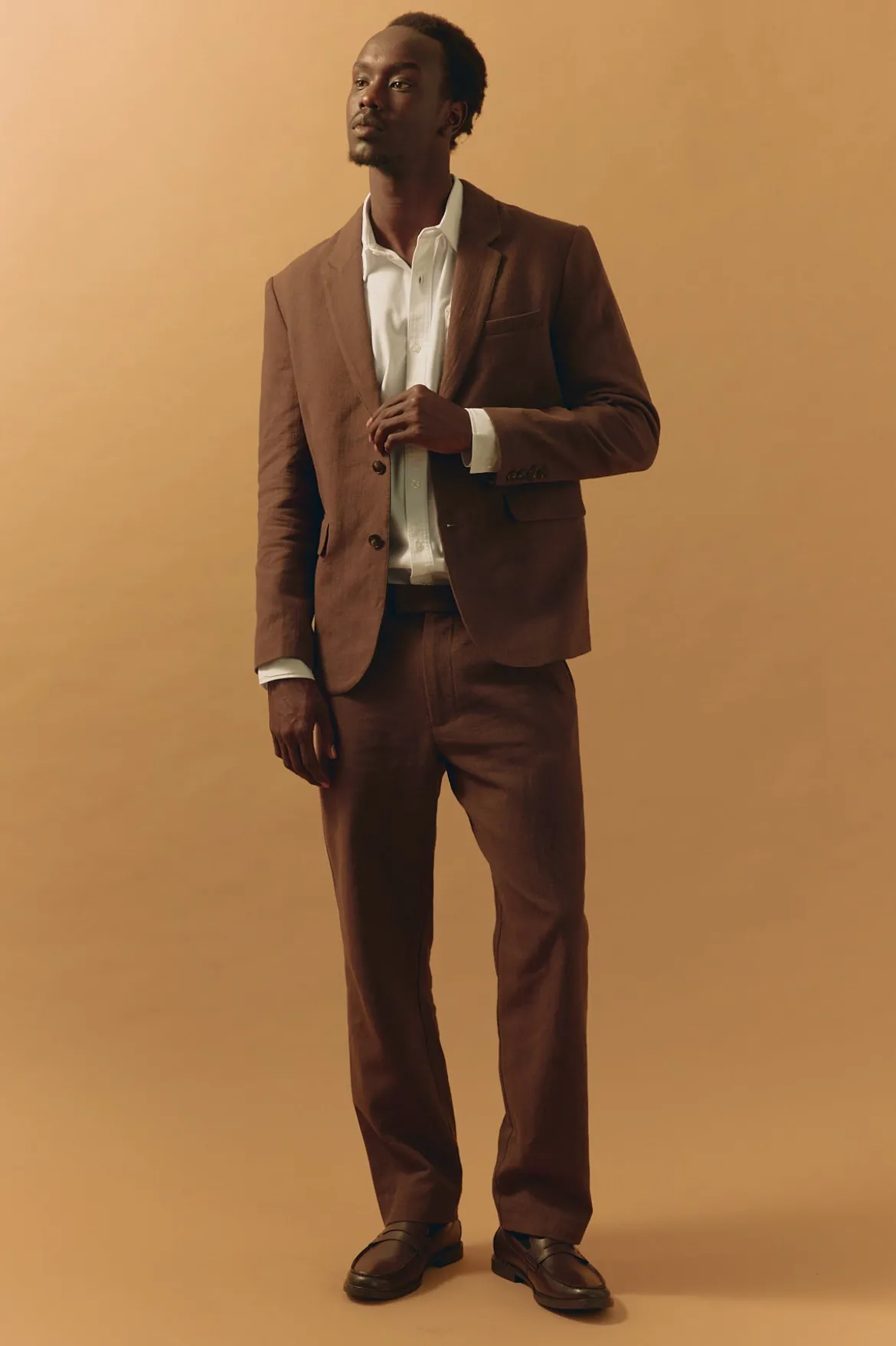 Oliver Classic Linen Tailored Trouser Brown