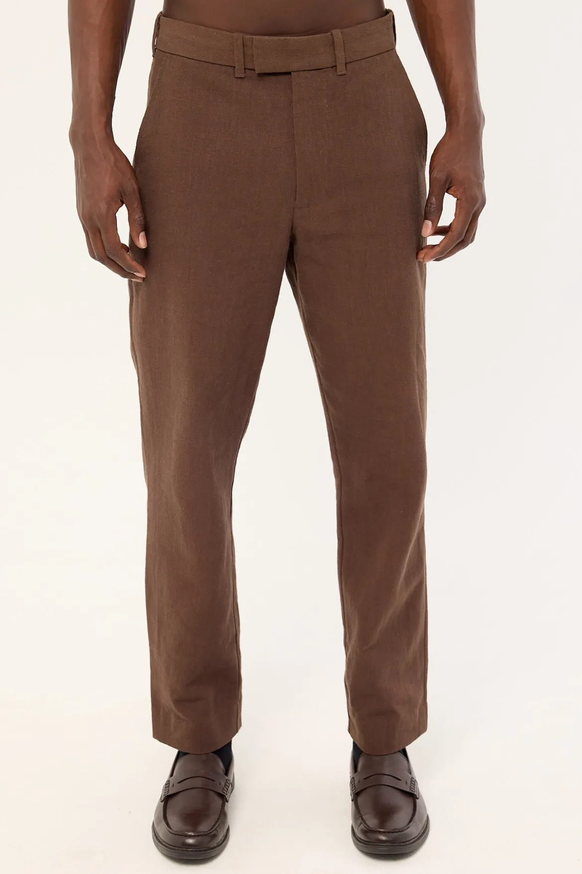 Oliver Classic Linen Tailored Trouser Brown
