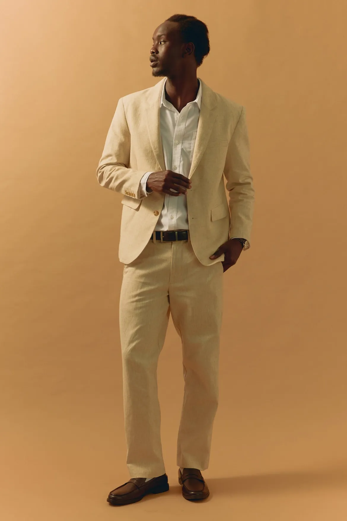 Oliver Classic Linen Tailored Trouser Natural