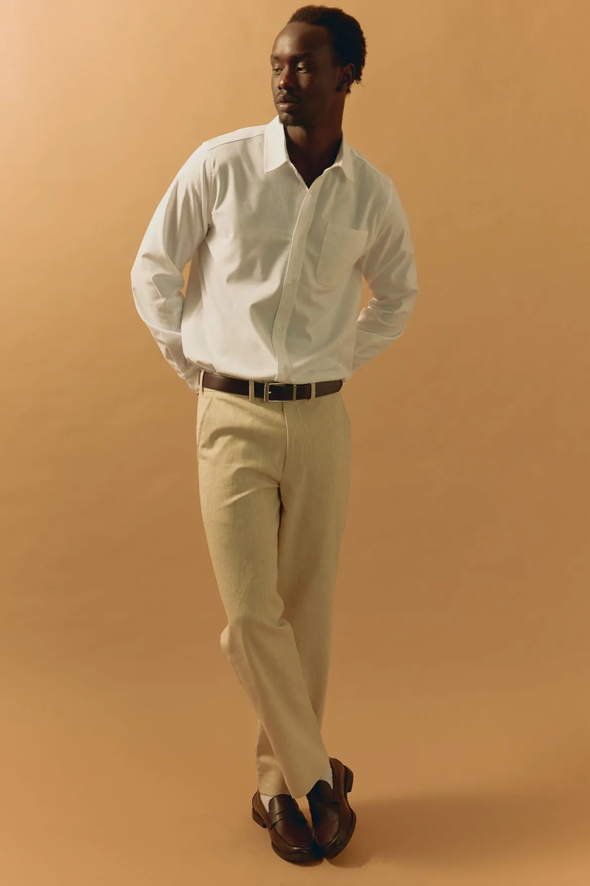 Oliver Classic Linen Tailored Trouser Natural