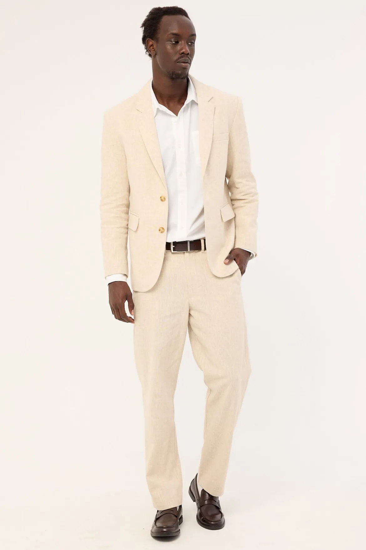 Oliver Classic Linen Tailored Trouser Natural