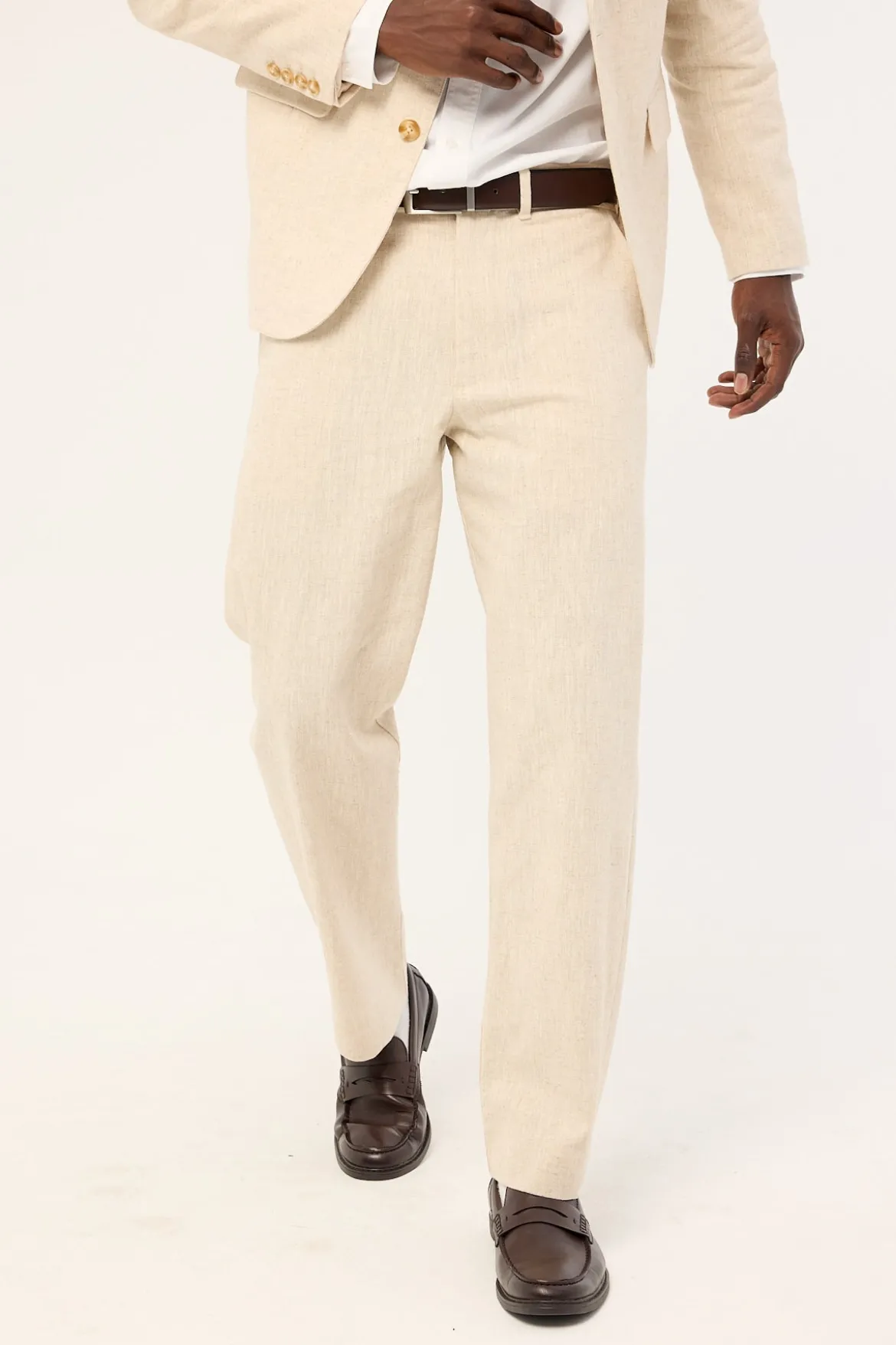 Oliver Classic Linen Tailored Trouser Natural