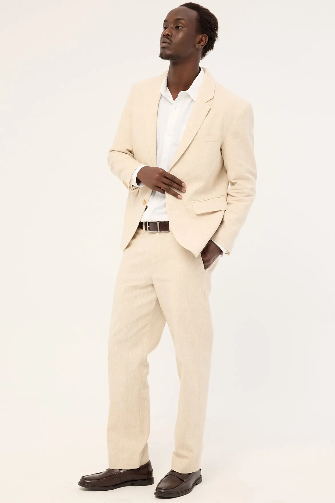 Oliver Classic Linen Tailored Trouser Natural