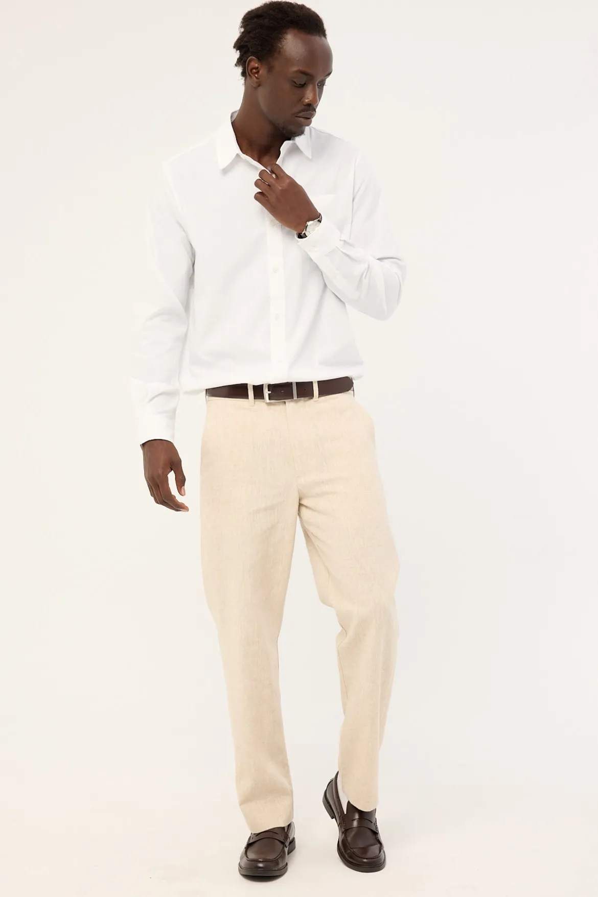 Oliver Classic Linen Tailored Trouser Natural