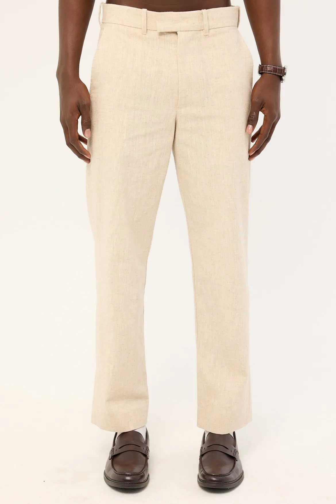 Oliver Classic Linen Tailored Trouser Natural