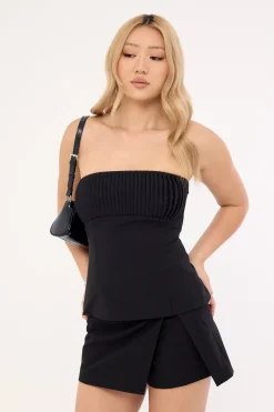 Olsen Mid Rise Split Skort Black