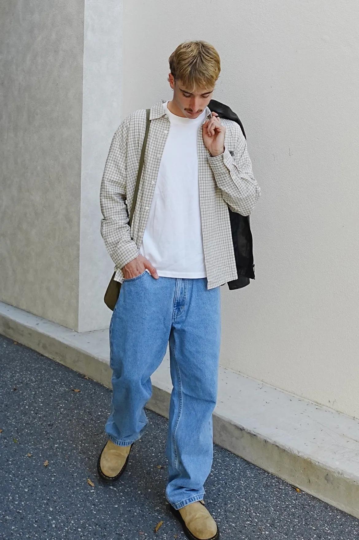On Lock Oversize Long Sleeve Shirt White/Black Check