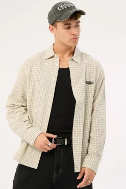 On Lock Oversize Long Sleeve Shirt White/Black Check
