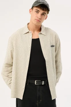 On Lock Oversize Long Sleeve Shirt White/Black Check