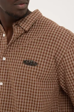 On Lock Oversize Shirt Brown Check