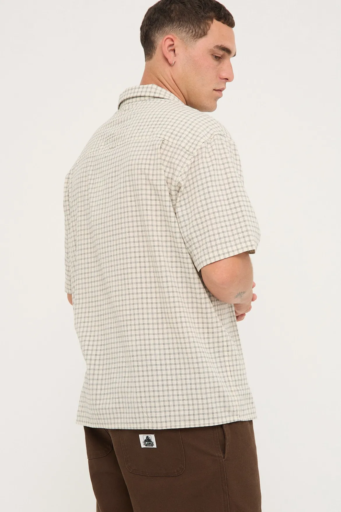 On Lock Oversize Short Sleeve Shirt White/Black Check