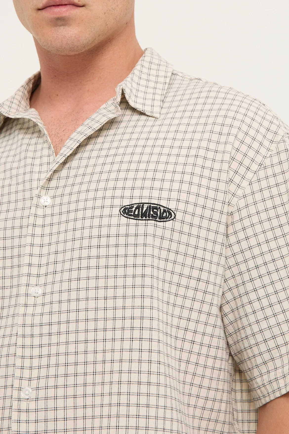On Lock Oversize Short Sleeve Shirt White/Black Check
