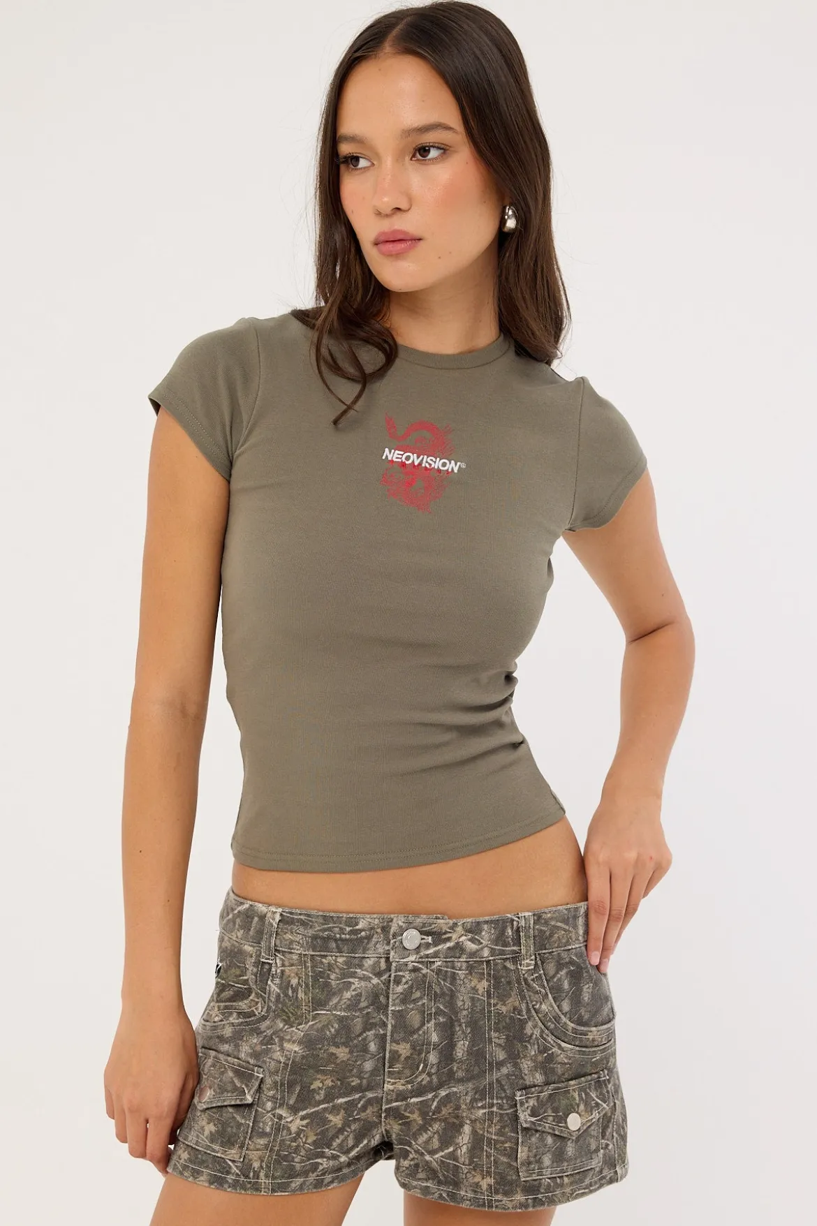 Onryu Baby Tee Khaki Green