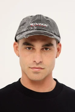 Onryu Distressed 5 Panel Cap Washed Black