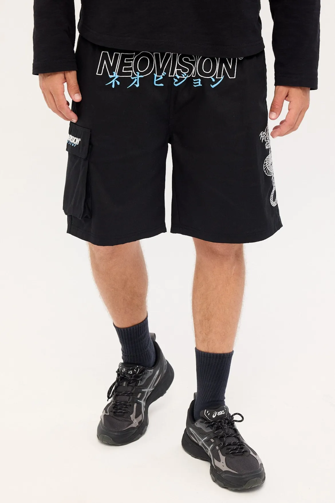 Onryu Elastic Waist Cargo Short Black