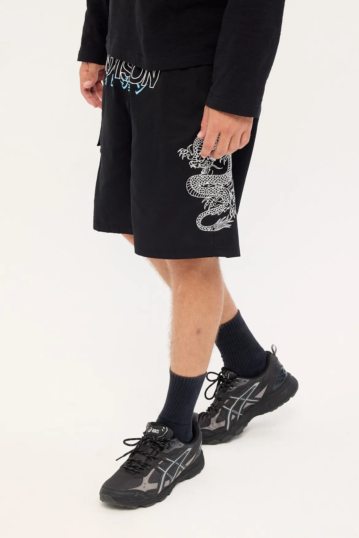 Onryu Elastic Waist Cargo Short Black