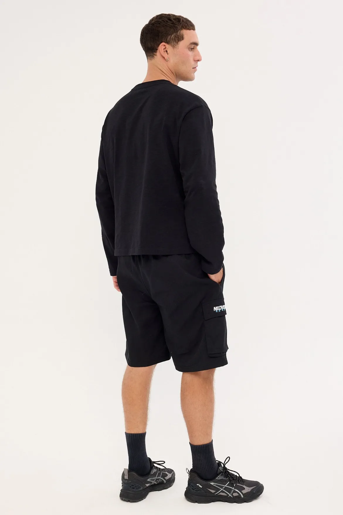 Onryu Elastic Waist Cargo Short Black