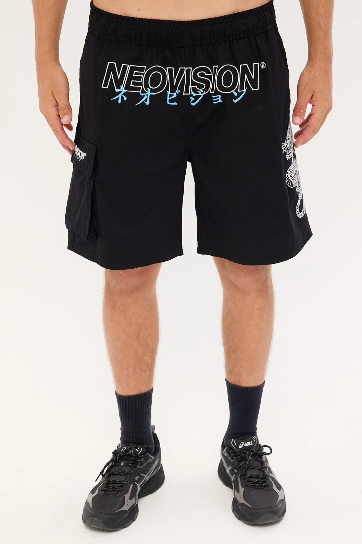 Onryu Elastic Waist Cargo Short Black