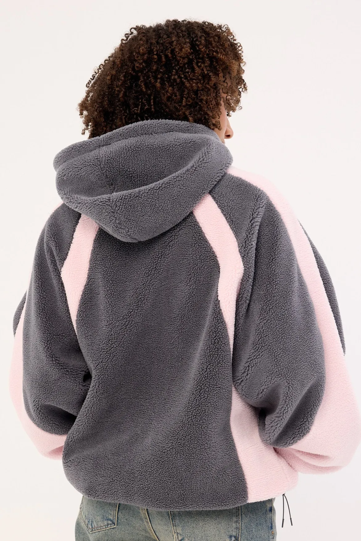 Orbital Hooded Sherpa Jacket Grey / Pink