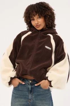 Orbital Hooded Sherpa Jacket Brown/Cream