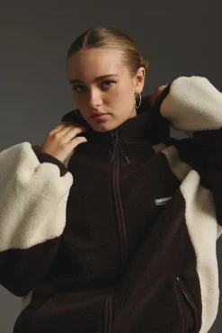 Orbital Hooded Sherpa Jacket Brown/Cream