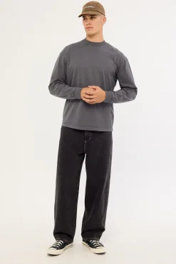 Organic Boxy Long Sleeve Tee Washed Black