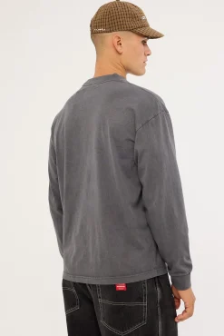 Organic Boxy Long Sleeve Tee Washed Black